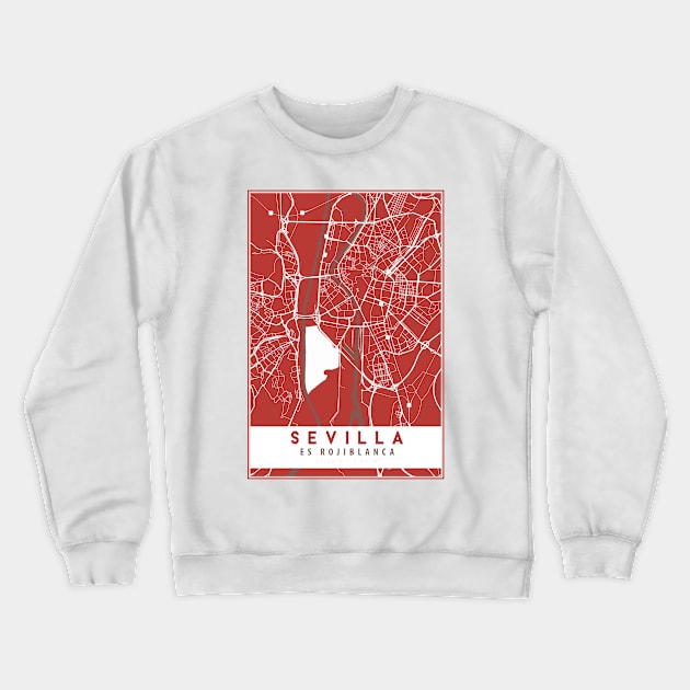 Sevilla es rojiblanca - Seville - Street Map Crewneck Sweatshirt by guayguay